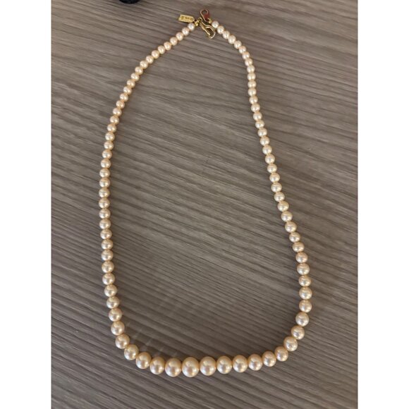 Marvella Faux Pearl Necklace With Gold-Tone Clasp & Tag Vintage Beaded Jewelry - Picture 11 of 11